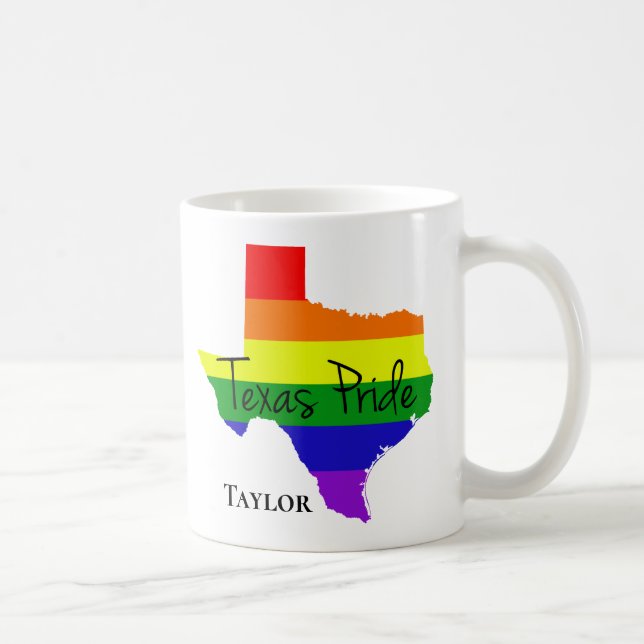 Caneca De Café Monograma LGBTQ do Orgulho gay do Texas (Direita)