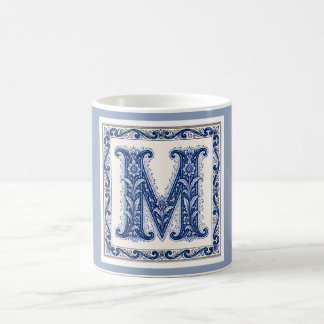 Caneca De Café Monograma M de Herança Norueguesa - Azul