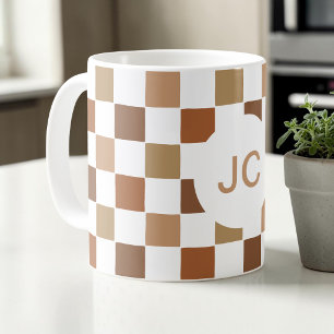 Caneca De Café Monograma Marrom, Marrom, Simples