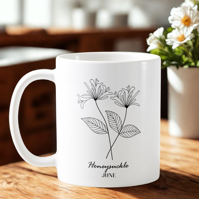 Caneca De Café Monograma mês de nascimento mês de junho Flor (Criador carregado)