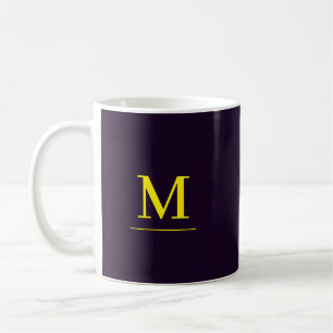 Caneca De Café Monograma minimalista amarelo elegante sofisticado