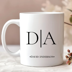 Caneca De Café Monograma Minimalista de Duas Letras Iniciais e No
