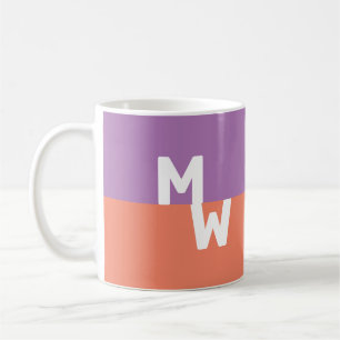 Caneca De Café Monograma Minimalista em Quadrado Pastel Código QR
