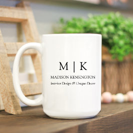 Caneca De Café Monograma Minimalista ou Adicione Logotipo Negócio