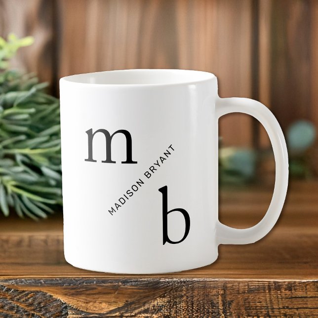 Caneca De Café Monograma Mínimo Simples Mug (Introducing the Monogram Coffee Mug - a personalized daily companion that transforms your morning)