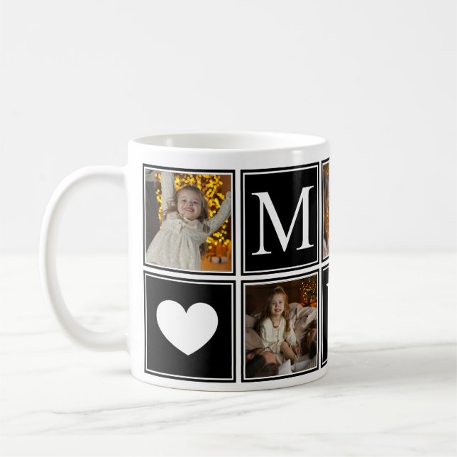 Caneca De Café Monograma Moderno da Melhor Mãe (Esquerda)