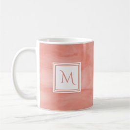 Caneca De Café Monograma Moderno de Marble Sutil Cor-de-rosa Simp