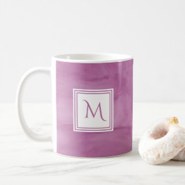 Caneca De Café Monograma Moderno de Mármore Sutil Roxo Simples