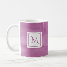 Caneca De Café Monograma Moderno de Mármore Sutil Roxo Simples
