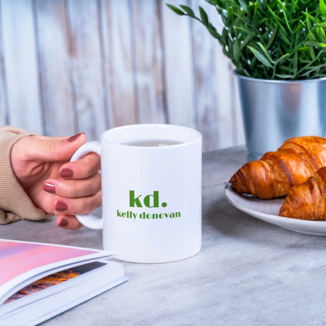 Caneca De Café Monograma moderno e nome Design minimalístico 5 (Criador carregado)