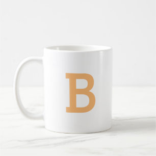 Caneca De Café Monograma Moderno - Letra Inicial Laranja Claro