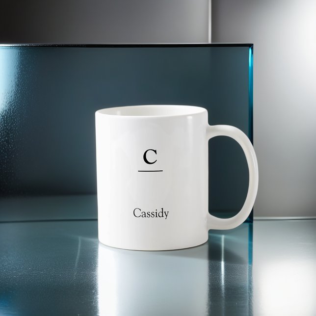 Caneca De Café Monograma Moderno Mínimo Sublinhado (Personalize this mug, add it to your cart, then enjoy it with a warm beverage.)