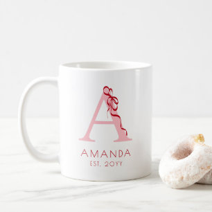 Caneca De Café Monograma Moderno Rosa Simples Elegante Arco Femin