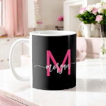 Caneca De Café Monograma Na moda Moderno Rosa Quente Preto<br><div class="desc">Sip em estilo com a nossa Na moda de Monograma Moderna de café rosa quente! Apresentando um vibrante design cor-de-rosa-quente, esta caneca é personalizada com seu monograma em uma fonte moderna e elegante para um toque chic e personalizado. Perfeito para seu café ou chá matinal, combina estética moderna com funcionalidade...</div>