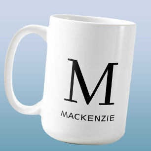 Caneca De Café Monograma Nome inicial Simples
