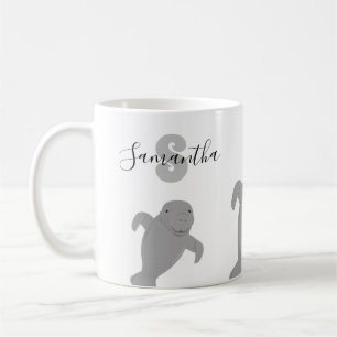 Caneca De Café Monograma Nome Manatee Animal