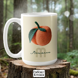 Caneca De Café Monograma Nome Mínimo Moderno de Peach Crochet