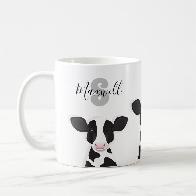 Caneca De Café Monograma Nome Vaca Animal (Esquerda)