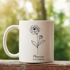 Caneca De Café Monograma Novembro Nascimento Mês Flor