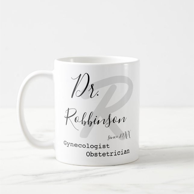 Caneca De Café Monograma Obgyn Obstetrícia Ginecologista Personal (Esquerda)
