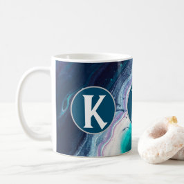 Caneca De Café Monograma Oceano Abstrato