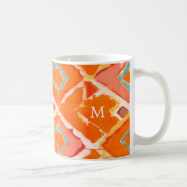 Caneca De Café Monograma | Orange Tribal II (Direita)
