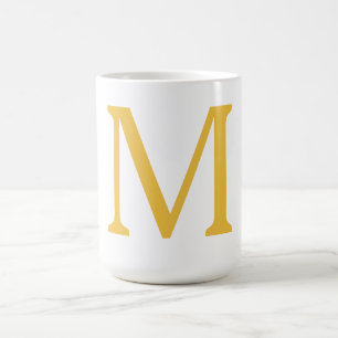 Caneca De Café Monograma Ouro Dourado Inicial Amarelo Nome Person