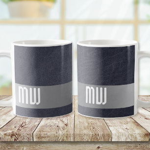Caneca De Café Monograma Ousado com Faixa de Metal em Couro Resfr