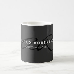Caneca De Café Monograma Personalizado Cinza Preto Adicionar Nome