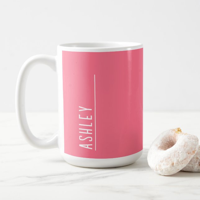 Caneca De Café Monograma personalizado, cor-de-rosa dramático (Com Donut)