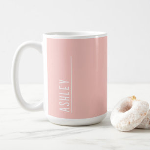 Caneca De Café Monograma personalizado, cor-de-rosa pastel modern