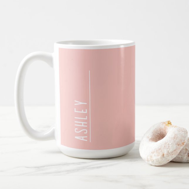 Caneca De Café Monograma personalizado, cor-de-rosa pastel modern (Com Donut)