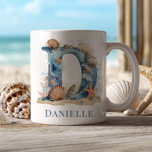 Caneca De Café Monograma Personalizado da Costa D Inicial Praia