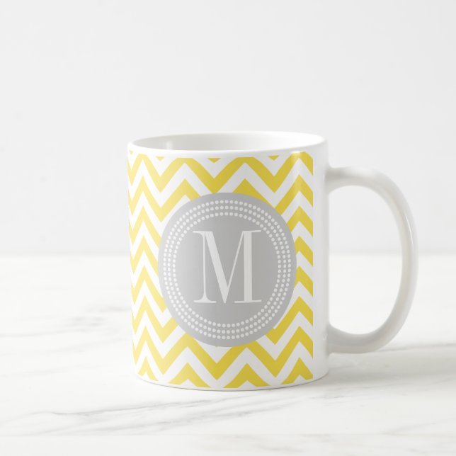 Caneca De Café Monograma personalizado de Chevron ziguezague (Direita)
