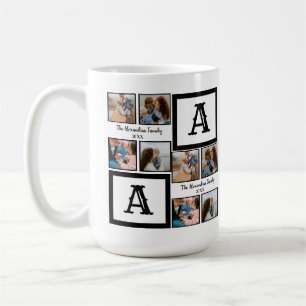 Caneca De Café Monograma personalizado de colagem de fotografias