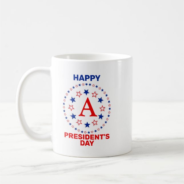 Caneca De Café Monograma personalizado de Feliz Presidente (Esquerda)