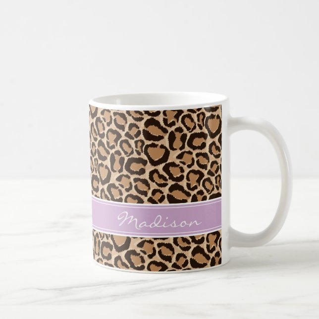 Caneca De Café Monograma Personalizado de Impressão Púrpura e Leo (Direita)