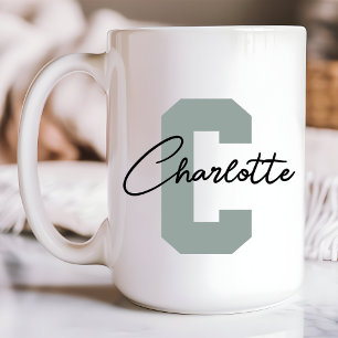 Caneca De Café Monograma Personalizado de Letra Elegante para Fes