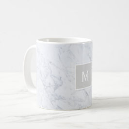 Caneca De Café Monograma Personalizado de Marble Branco Moderno