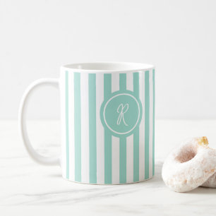 Caneca De Café Monograma Personalizado de Stripe Francês da Casa