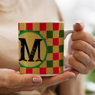 Caneca De Café Monograma Personalizado do Quadro de Verificação D