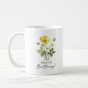 Caneca De Café Monograma Personalizado Floral Amarelo