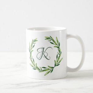 Caneca De Café Monograma Personalizado Floral Personalizado Monog