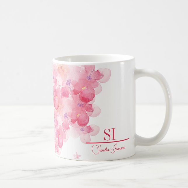 Caneca De Café Monograma Personalizado | Iniciais personalizados (Direita)