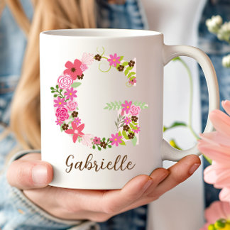 Caneca De Café Monograma Personalizado - Letra oral G