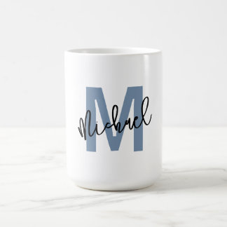Caneca De Café Monograma Personalizado "M" com o Nome Michael –