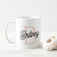 Monograma Personalizado Moderno e Nome Pastel Rosa