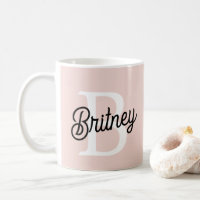 Monograma Personalizado Moderno e Nome Rosa Pastel