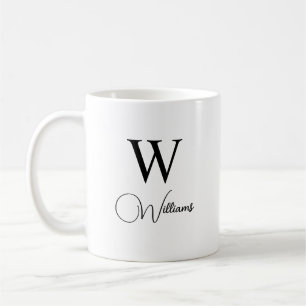 Caneca De Café Monograma personalizado, Mug de café com letra e n