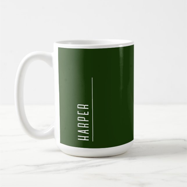Caneca De Café Monograma personalizado, Natal verde da floresta (Esquerda)
